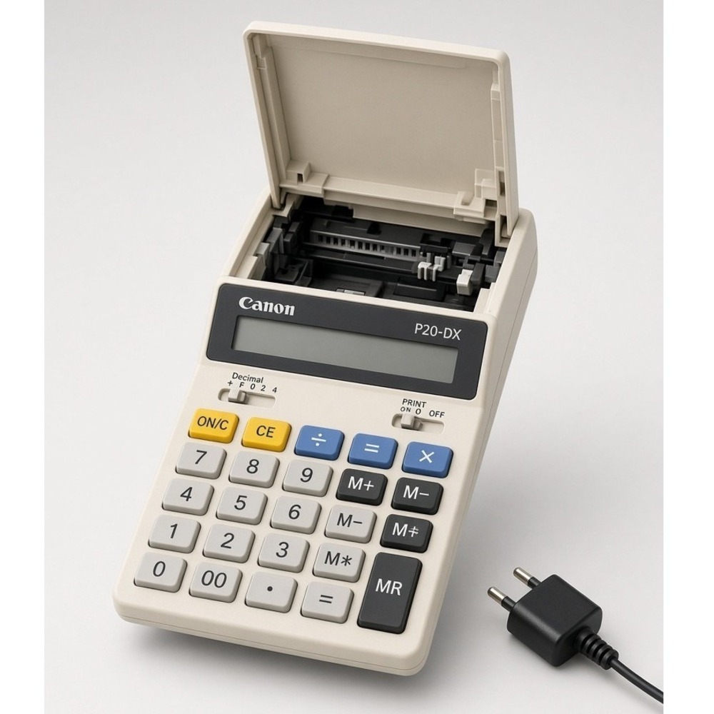 Canon P20-DX Vintage Portable Printing Calculator with AC Adapter Cream